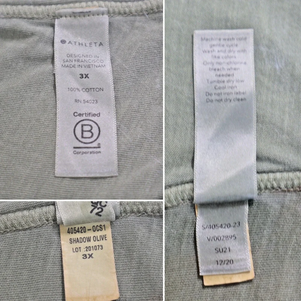 Athleta Size 3X Organic Daily Tank Coop Neck Shadow Olive Green - Picture 9 of 9